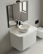 Meuble salle de bain Alma blanc suspendu avec vasque et design minimaliste moderne