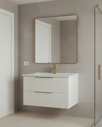 Meuble salle de bain Erio 80 cm blanc avec tiroirs et design moderne suspendu